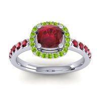 Cathedral Cushion Halo Zayya Ring, 6mm