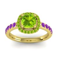 Cathedral Cushion Halo Zayya Ring, 6mm