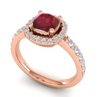 Cathedral Cushion Halo Zayya Ring, 6mm