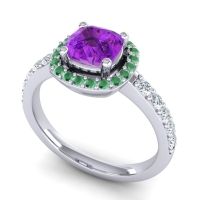 Cathedral Cushion Halo Zayya Ring, 6mm