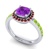 Cathedral Cushion Halo Zayya Ring, 6mm
