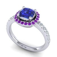 Cathedral Cushion Halo Zayya Ring, 6mm