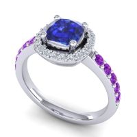 Cathedral Cushion Halo Zayya Ring, 6mm