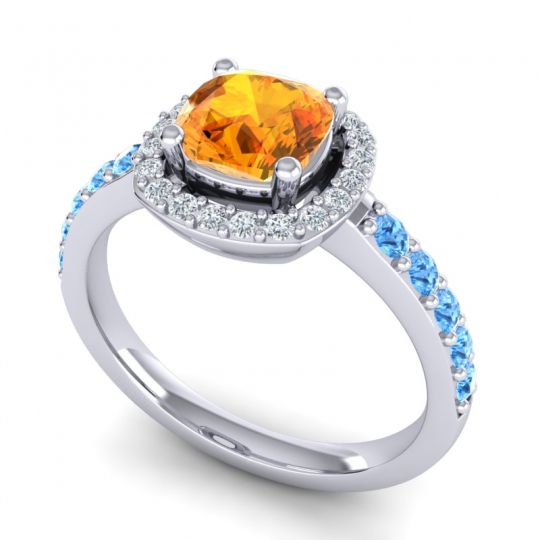 Cathedral Cushion Halo Zayya Ring, 6mm