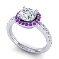 Cathedral Cushion Halo Zayya Ring, 6mm