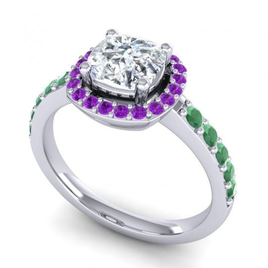 Cathedral Cushion Halo Zayya Ring, 6mm