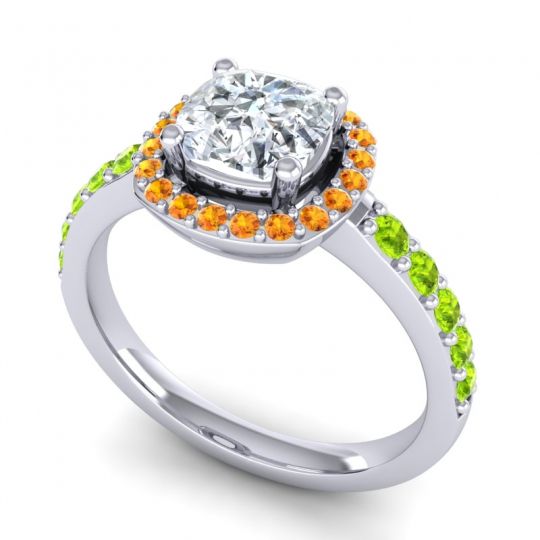 Cathedral Cushion Halo Zayya Ring, 6mm