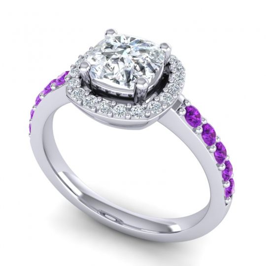 Cathedral Cushion Halo Zayya Ring, 6mm