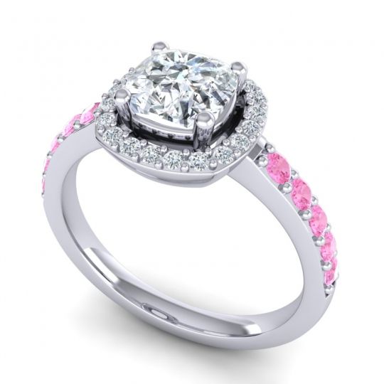 Cathedral Cushion Halo Zayya Ring, 6mm