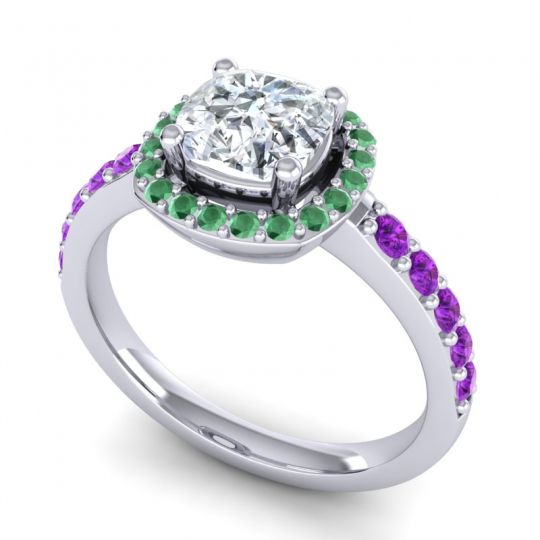 Cathedral Cushion Halo Zayya Ring, 6mm