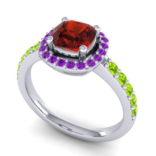 Cathedral Cushion Halo Zayya Ring, 6mm