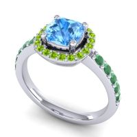 Cathedral Cushion Halo Zayya Ring, 6mm