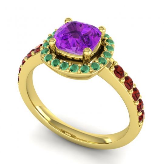Cathedral Cushion Halo Zayya Ring, 6mm