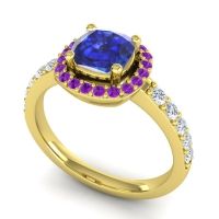Cathedral Cushion Halo Zayya Ring, 6mm