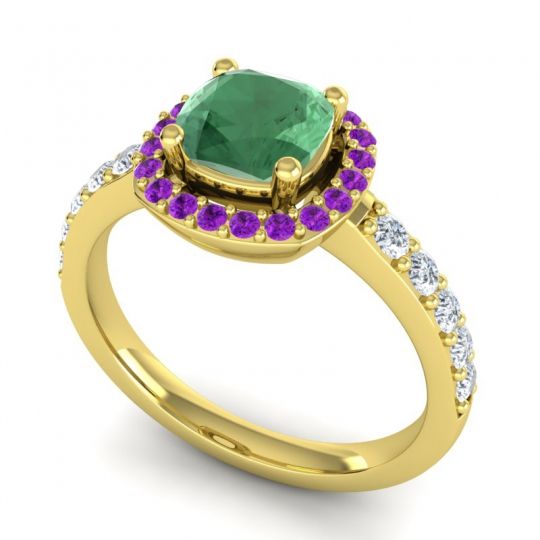 Cathedral Cushion Halo Zayya Ring, 6mm