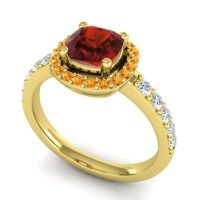 Cathedral Cushion Halo Zayya Ring, 6mm