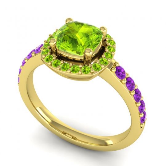Cathedral Cushion Halo Zayya Ring, 6mm