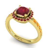 Cathedral Cushion Halo Zayya Ring, 6mm