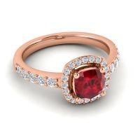 Cathedral Cushion Halo Zayya Ring, 6mm