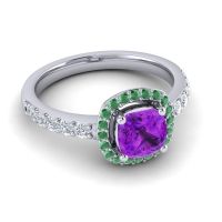 Cathedral Cushion Halo Zayya Ring, 6mm