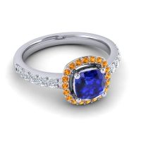 Cathedral Cushion Halo Zayya Ring, 6mm