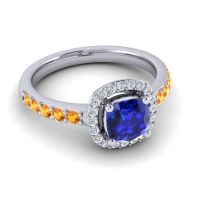 Cathedral Cushion Halo Zayya Ring, 6mm