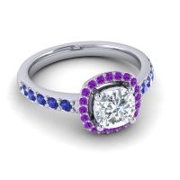 Cathedral Cushion Halo Zayya Ring, 6mm