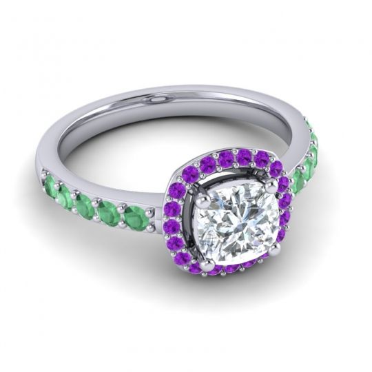 Cathedral Cushion Halo Zayya Ring, 6mm