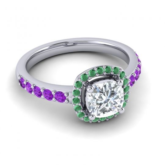 Cathedral Cushion Halo Zayya Ring, 6mm