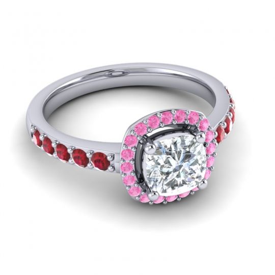 Cathedral Cushion Halo Zayya Ring, 6mm