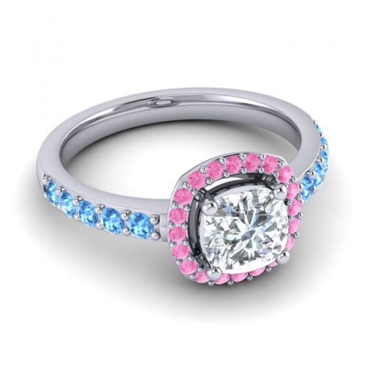 Cathedral Cushion Halo Zayya Ring, 6mm