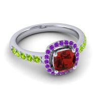 Cathedral Cushion Halo Zayya Ring, 6mm