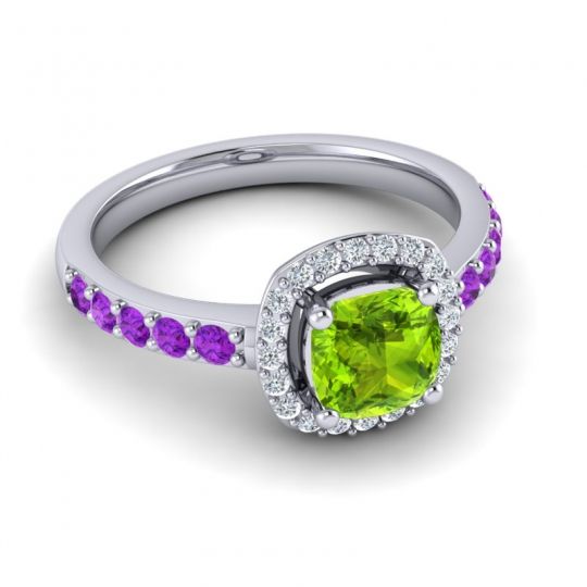 Cathedral Cushion Halo Zayya Ring, 6mm