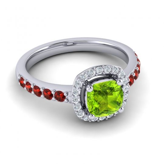 Cathedral Cushion Halo Zayya Ring, 6mm