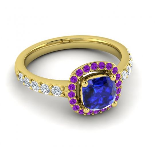 Cathedral Cushion Halo Zayya Ring, 6mm