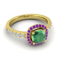 Cathedral Cushion Halo Zayya Ring, 6mm