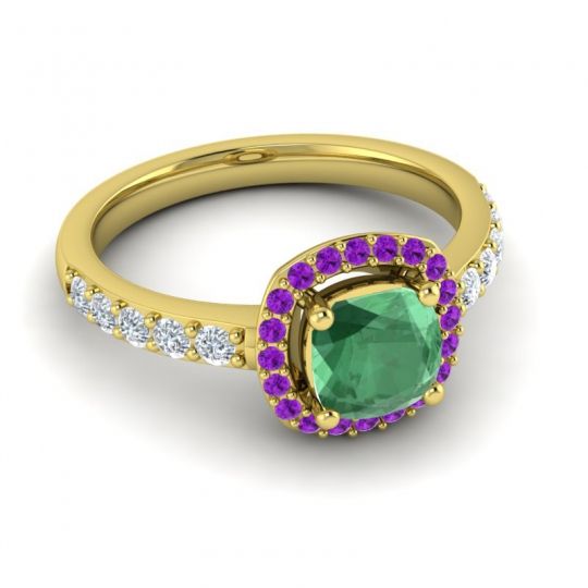 Cathedral Cushion Halo Zayya Ring, 6mm