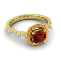 Cathedral Cushion Halo Zayya Ring, 6mm