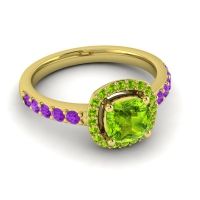 Cathedral Cushion Halo Zayya Ring, 6mm