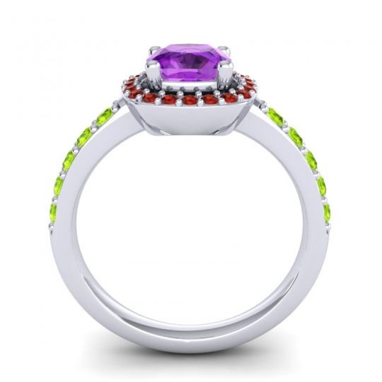 Cathedral Cushion Halo Zayya Ring, 6mm