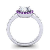 Cathedral Cushion Halo Zayya Ring, 6mm