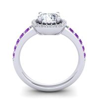 Cathedral Cushion Halo Zayya Ring, 6mm