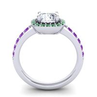 Cathedral Cushion Halo Zayya Ring, 6mm