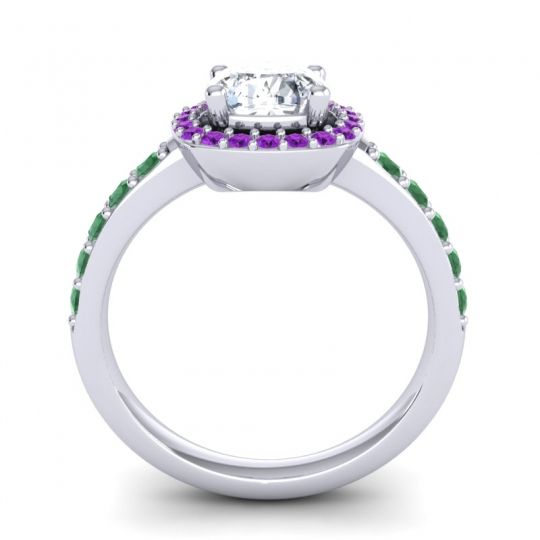 Cathedral Cushion Halo Zayya Ring, 6mm