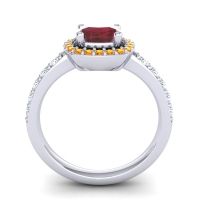 Cathedral Cushion Halo Zayya Ring, 6mm