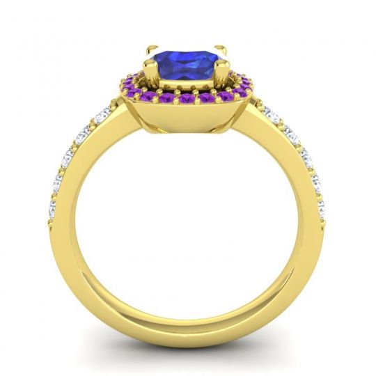 Cathedral Cushion Halo Zayya Ring, 6mm
