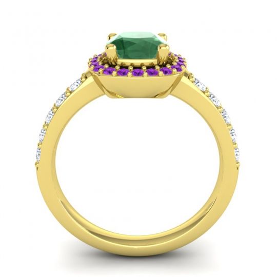 Cathedral Cushion Halo Zayya Ring, 6mm