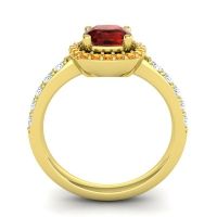 Cathedral Cushion Halo Zayya Ring, 6mm