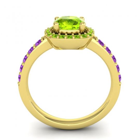 Cathedral Cushion Halo Zayya Ring, 6mm