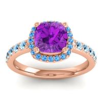 Cathedral Cushion Halo Zayya Ring, 7mm